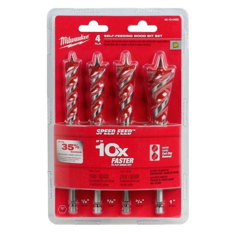 48-13-0400 Speed Feed Wood Bit Set - 4 Piece