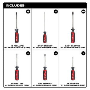 Milwaukee MT200-6 6PC Cushion Grip Screwdriver Set (USA)