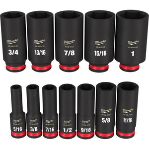 Milwaukee 49-66-7006 12PC SHOCKWAVE Impact Duty 3/8in Drive SAE Deep 6 Point Socket Set