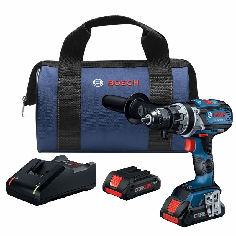 Bosch GSB18V-975CB25 18V Brushless Connected-Ready 1/2 In. Hammer Drill/Driver Kit with (2) CORE18V 4.0 Ah Compact Batteries