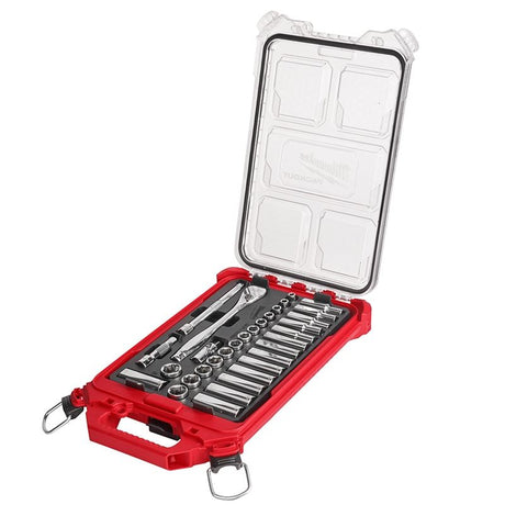 Milwaukee 48-22-9482 3/8â€ Drive 32pc Ratchet & Socket Set with PACKOUT Low-Profile Compac