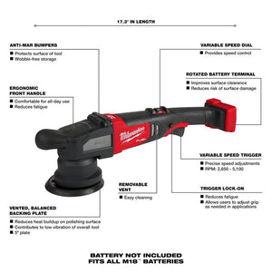 Milwaukee 2684-20 M18 FUEL 15mm Random Orbital Polisher