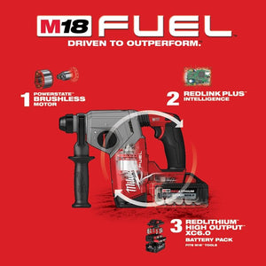 Milwaukee 2912-22 M18 FUEL 1 in SDS Plus Rotary Hammer Kit