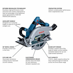 Bosch GKS18V-26LN PROFACTOR 18V Strong Arm 7-1/4 In. Blade Left Circular Saw (Bare Tool)