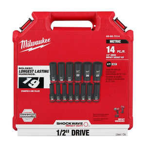 Milwaukee 49-66-7014 14PC SHOCKWAVE Impact Duty 1/2in Drive Metric Deep 6 Point Socket Set