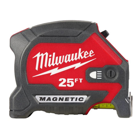 Milwaukee 48-22-0428 25ft Compact Wide Blade Magnetic Tape Measure w/ Rechargeable 100L Light