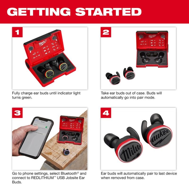 Milwaukee 2191-21 REDLITHIUM USB Bluetooth Jobsite Ear Buds