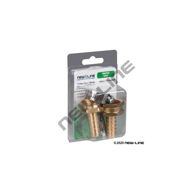 NEW-LINE 3/4" BRASS GARDEN HOSE THREAD STEM COMBO W/ CLAMP