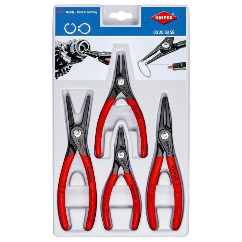 KNIPEX 00 20 03 SB Precision Circlip Snap-Ring Pliers 4-Piece Set