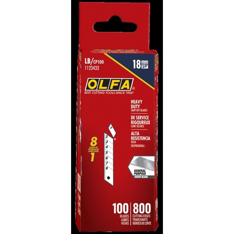 OLFA LB/CP100 18mm Snap Blades, 100pk