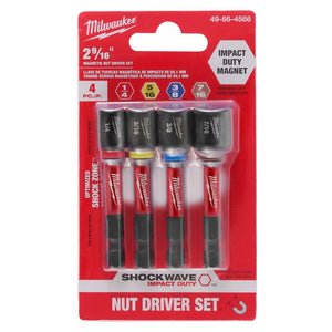 Milwaukee 49-66-4566 4pc Magnetic Nut Setter Set - 2-9/16in