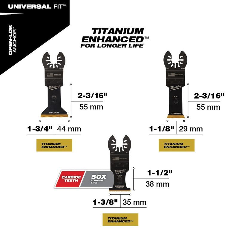 Milwaukee 49-10-9006 OPEN-LOK 3pc Metal Cutting Multi-Tool Blade Variety Pack