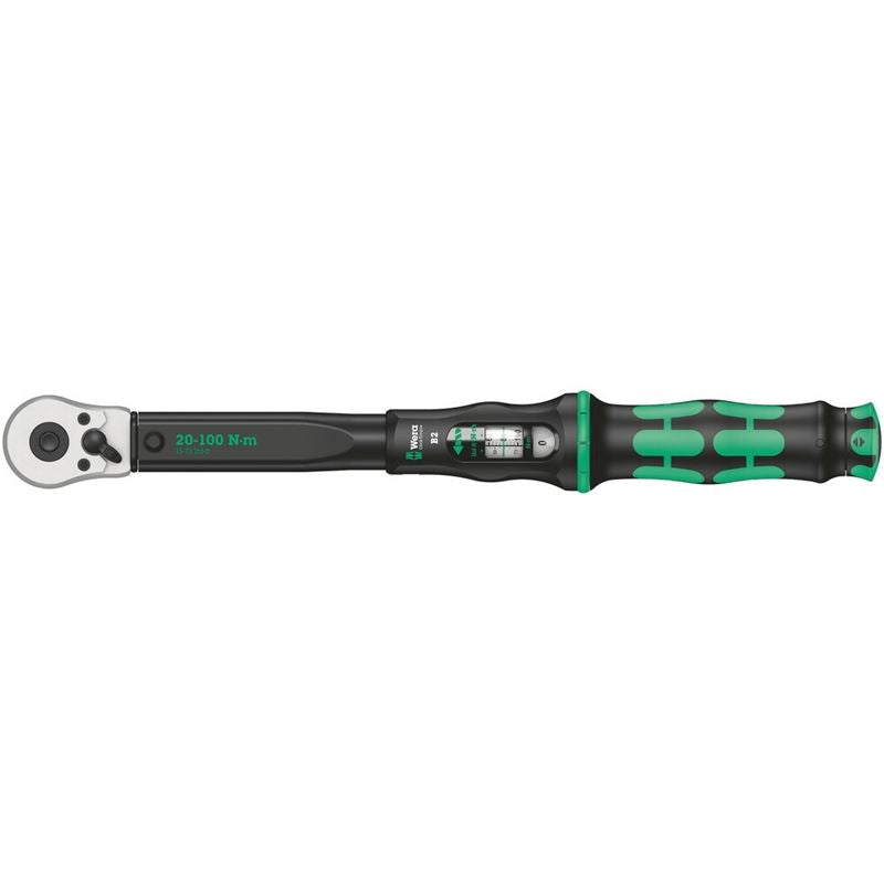 WERA 05075611001 Click-Torque B 2 torque wrench with reversible ratchet, 20-100 Nm