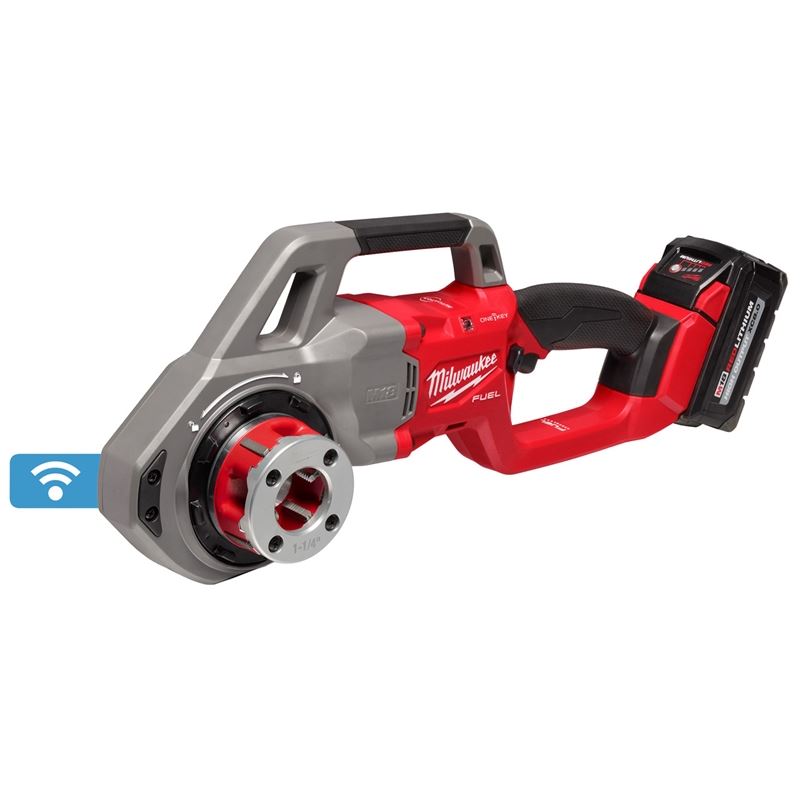 Milwaukee 2870-22 M18 FUEL Compact Pipe Threader w/ ONE-KEY w/ 1/2in - 1-1/4in Compact NPT Forged Aluminum Die Heads