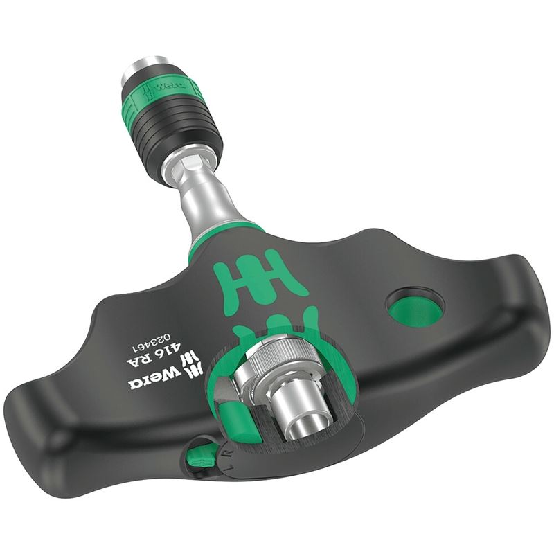 WERA 05023461001 416 RA T-handle bitholding screwdriver with ratchet function and Rapidaptor quick-release chuck, 1/4 x 45 mm