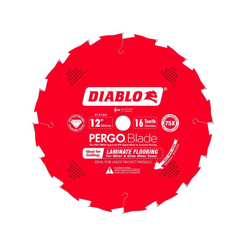 Diablo D1216LF 12 in. x 16 Tooth (PCD) Laminate Flooring PERGO Blade