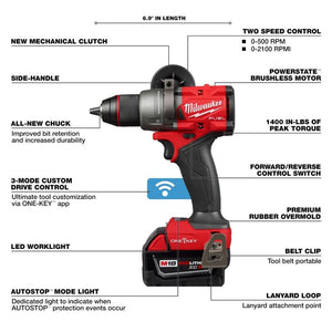 MILWAUKEE 2905-20 M18 FUEL 1/2in Drill/Driver w/ ONE-KEY