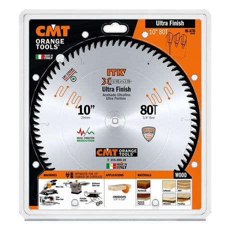 CMT 255.080.10 10 in Ultra Finsh Saw Blade - 80T