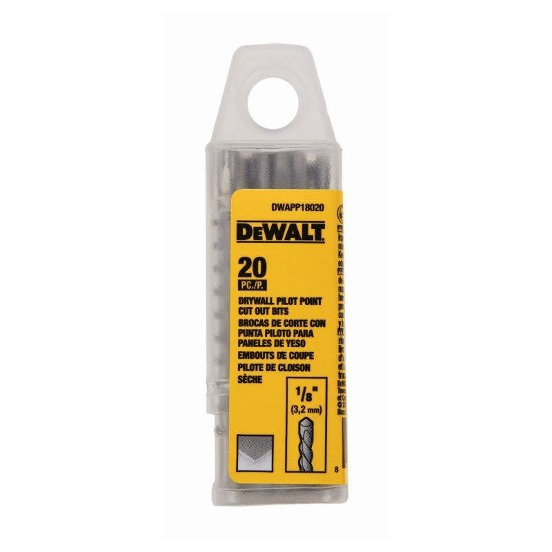 DeWalt DWAPP18020 1/8 in Drywall Pilot Point Cut-Out Bit 20 Pack