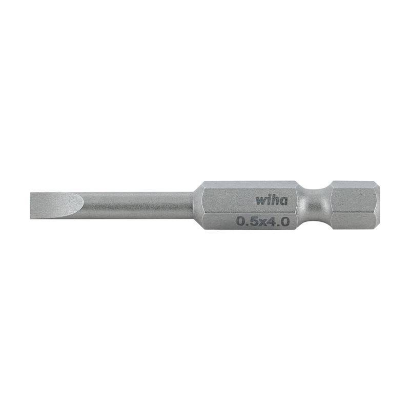 Wiha Slotted Power Bit 4.0 x .5 x 50mm Pack of 10 Bits