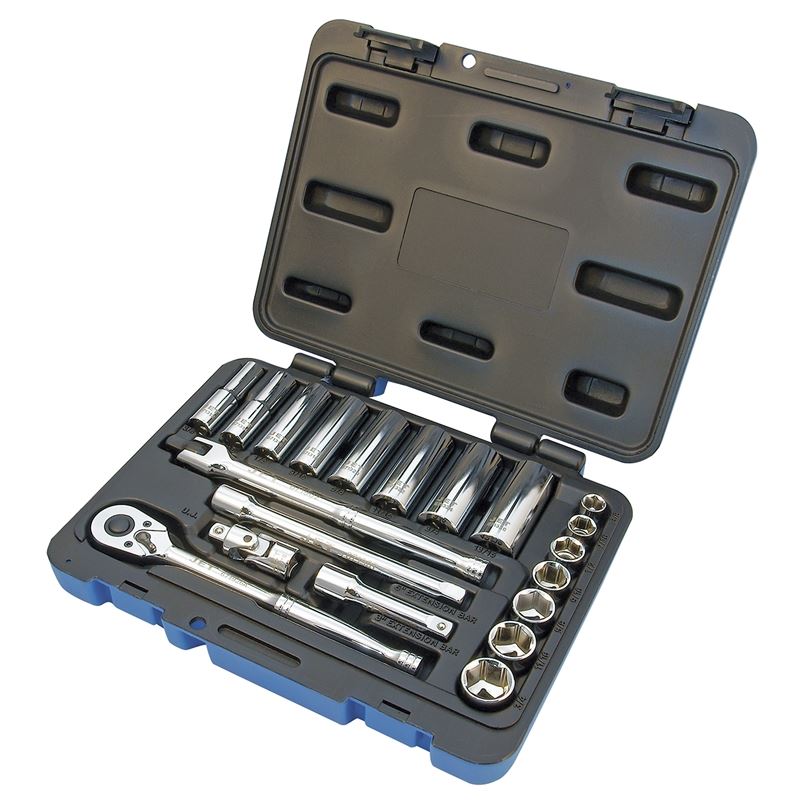 Jet 600229 21 Pc 3/8 Dr S.a.e. Socket Wrench Set - 6 Point