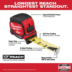 Milwaukee 48-22-0225M 25 FT Wide Blade Magnetic Tape Measure