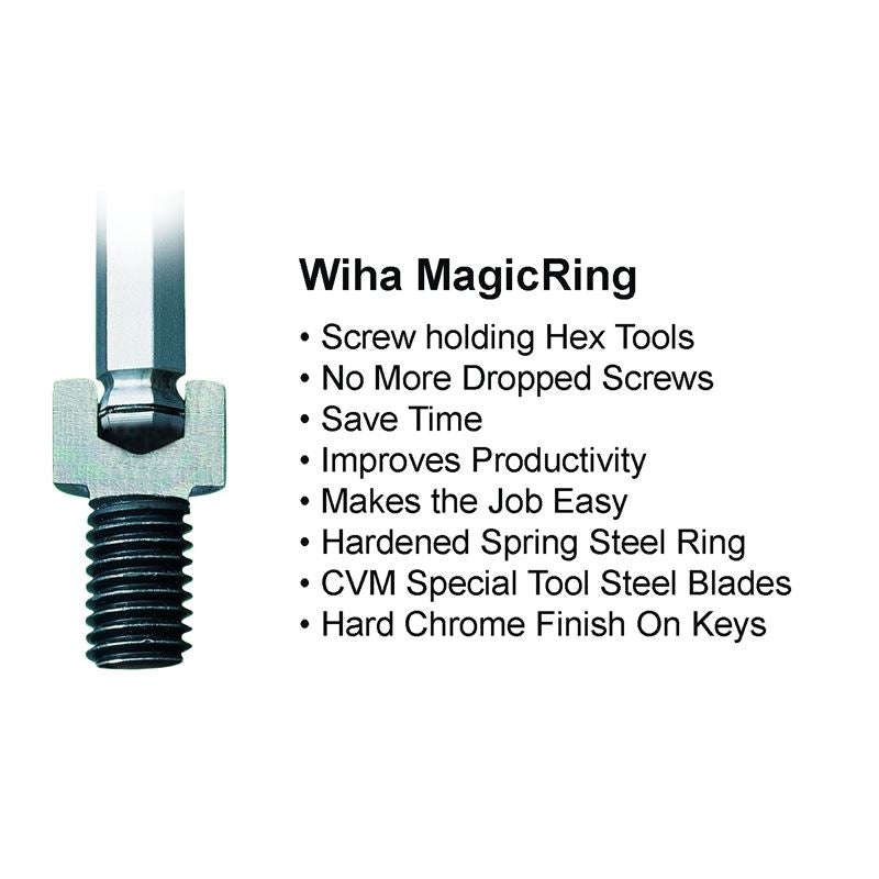 Wiha MagicRing Screw Holding Ball End Hex L-Key Inch 13 Piece Set