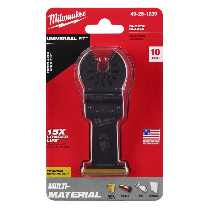 Milwaukee 49-25-1239 OPEN-LOK 1-3/8 in Titanium Enhanced Bi-Metal Multi-Material Blades 10 Pk