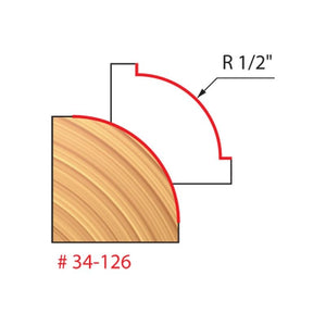 Freud | 34-126 1/2 Radius Rounding Over Bit (Quadra-Cut)