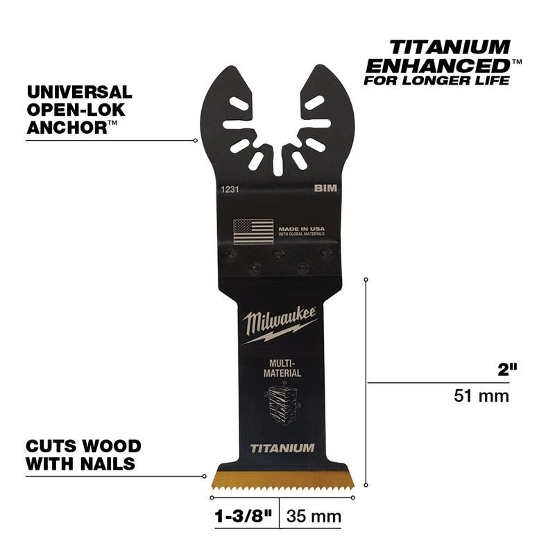 Milwaukee 49-25-1231 OPEN-LOK 1-3/8 in Titanium Enhanced Bi-Metal Multi-Material Blade 1 Pk