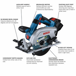 Bosch GKS18V-22LB25 18V Brushless Blade-Left 6-1/2 In. Circular Saw Kit with (2) CORE 18V 4.0 Ah Compact Batteries