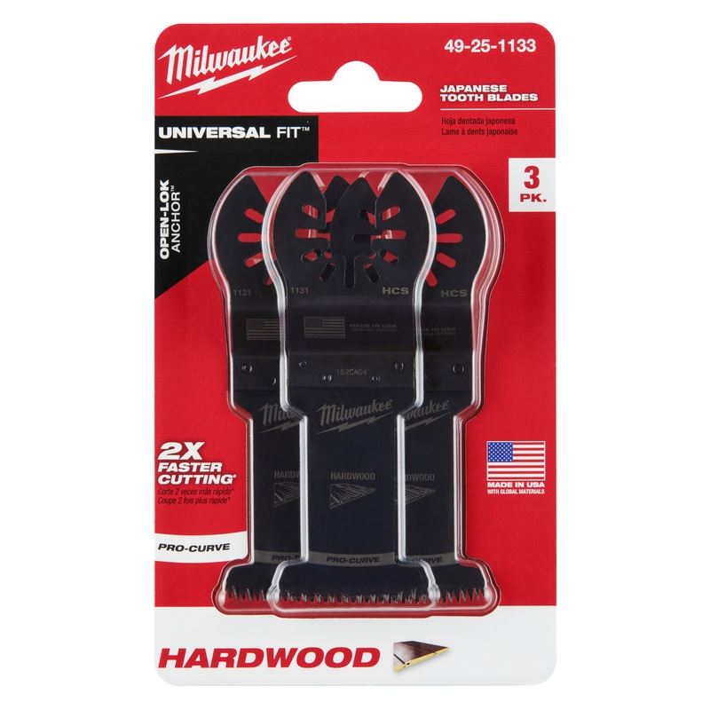 Milwaukee 49-25-1133 OPEN-LOK 1-3/8 in Hcs Japanese Tooth Pro-Curve Hardwood Blade 3 Pk