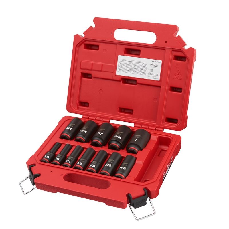 Milwaukee 49-66-7006 12PC SHOCKWAVE Impact Duty 3/8in Drive SAE Deep 6 Point Socket Set