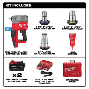 Milwaukee 2932-22XC M18 FUEL 2 in ProPEX Expander Kit w/ ONE-KEY with 1 1/4 in-2 in Expander Heads