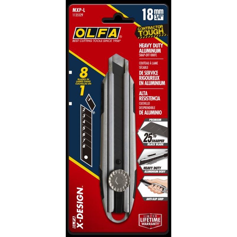 OLFA MXP-L 18mm Die-Cast Aluminum Handle Ratchet Knife