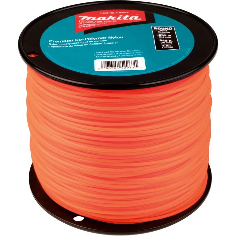 Makita T-03414 Round Trimmer Line, 0.095in, Orange, 840ft