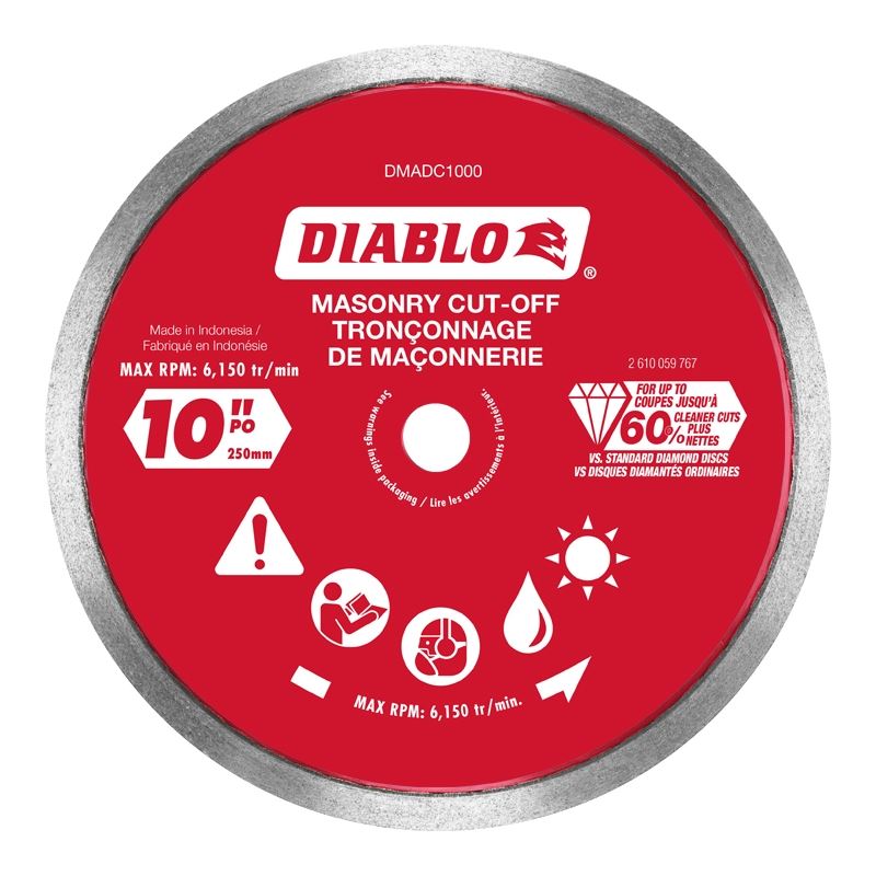 Diablo DMADC1000 10 in. Diamond Continuous Rim Cut-Off Discs for Masonry