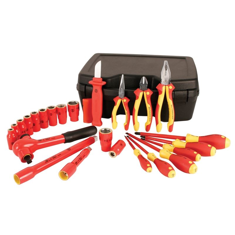 Wiha Insulated Set 24 Pieces With 1/2in Drive Sockets 8 to 24mm