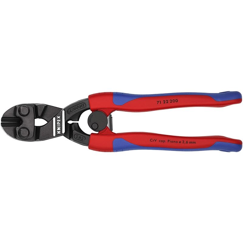 KNIPEX 7122200SBA 8 in CoBolt Compact Bolt Cutter Multi-Component, 20 Degrees Angled