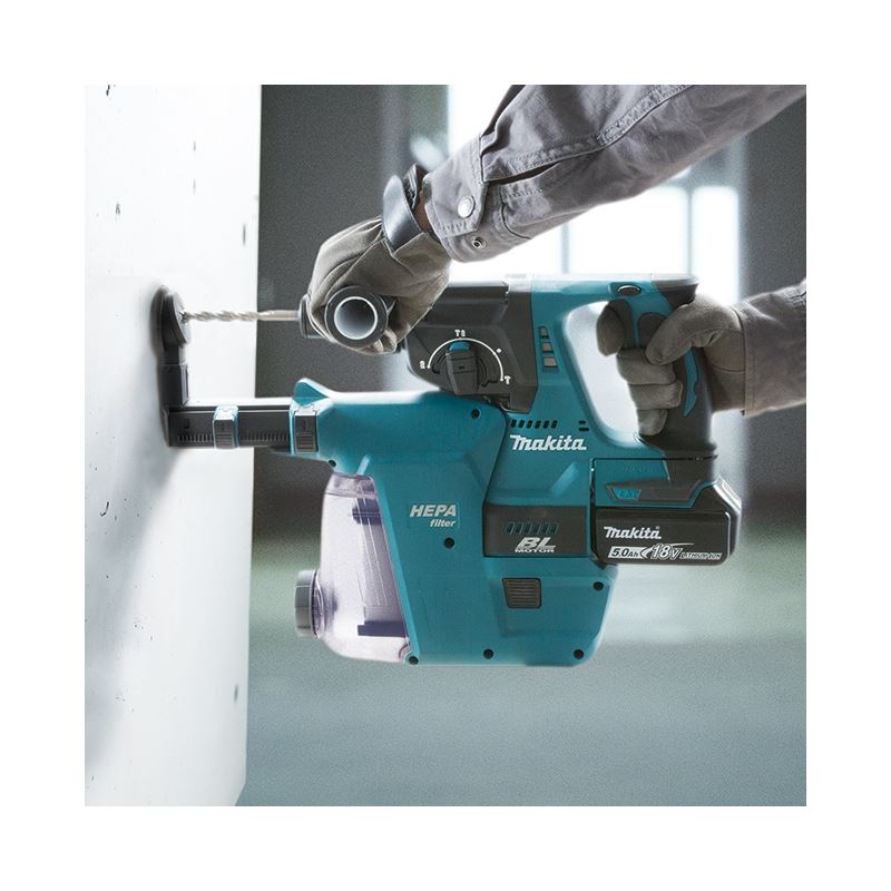 Makita DHR242RTEW 18V LXT Brushless Cordless 15/16 in SDS-PLUS Rotary Hammer w/DX06 Dust Extraction Attachment (5.0 Ah x2 Kit)