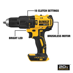 DEWALT DCD778C2 20V MAX Brushless 1/2 in. Compact Cordless Hammer Drill/Driver Kit