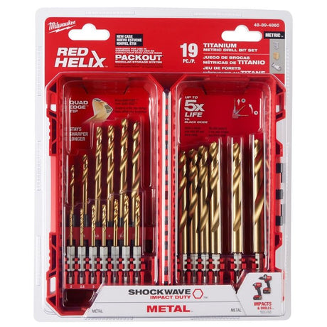 Milwaukee 48-89-4860 SHOCKWAVE Impact Duty RED HELIX Titanium Metric Drill Bit  Set - 19PC