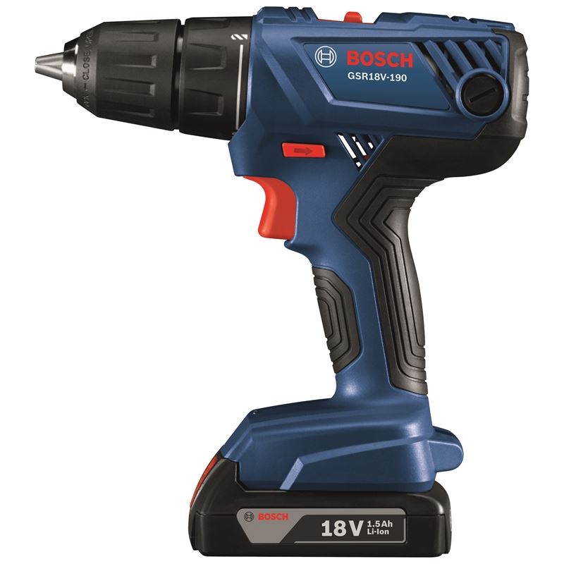 Bosch GSR18V-190B22 18 V Compact 1/2 In. Drill/Driver Kit with (2) 1.5 Ah SlimPack Batteries