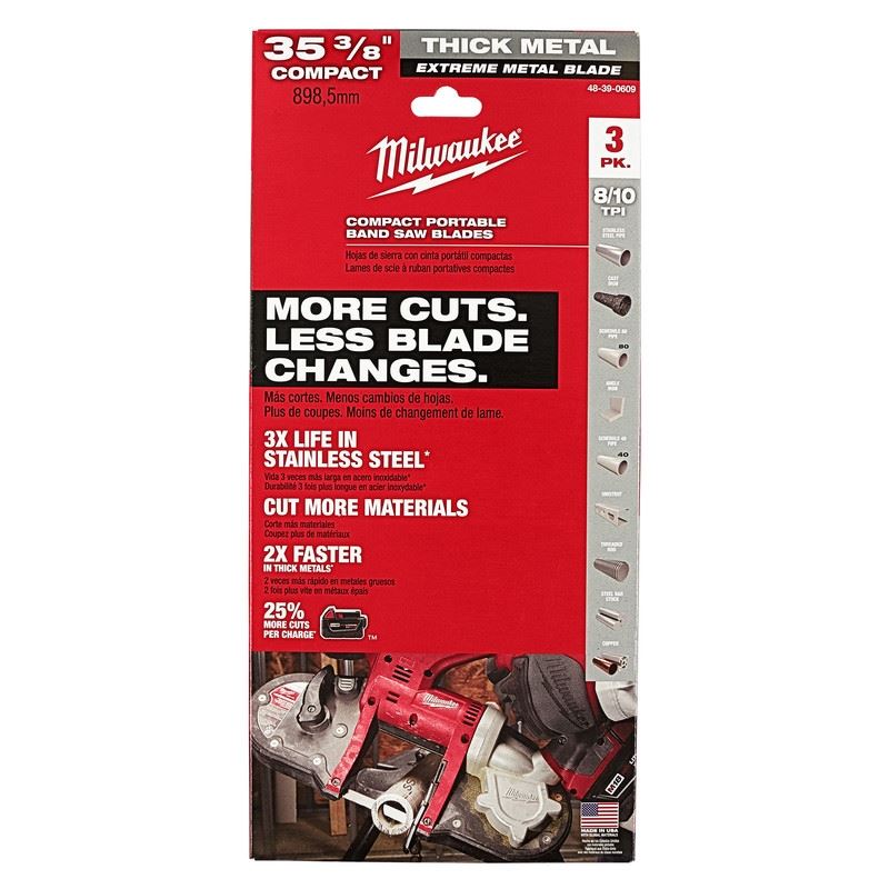 Milwaukee 48-39-0609 Extreme Thick Metal Band Saw Blades 3 pk Compact