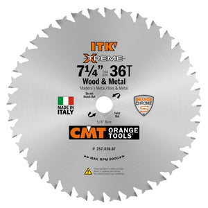 CMT ORANGE TOOLS 257.036.07 7-1/4 in ITK Xtreme 36T Wood and Metal Circular Saw Blade