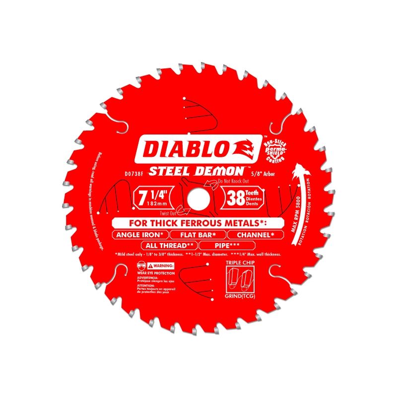 Diablo D0738F 7-1/4 in. x 38 Tooth Steel Demon Metal Cutting Saw Blade