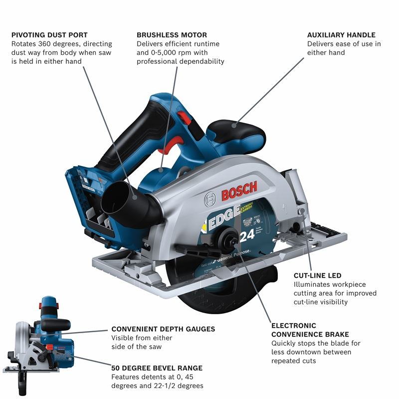 Bosch GKS18V-22N 18V Brushless Blade-Right 6-1/2 In. Circular Saw (Bare Tool)