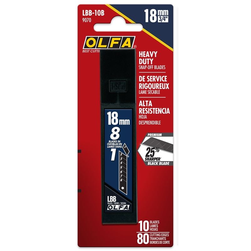 OLFA LBB-10B 18mm Black Snap Blades, 10pk