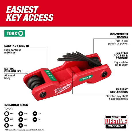 Milwaukee 48-22-2184  Key Folding Hex Key Set - Torx