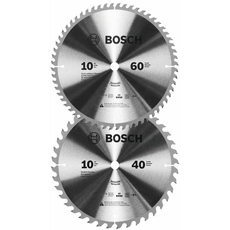 Bosch BCB10TW 10inx 40T and 60T Carbide Blade Combo Pack